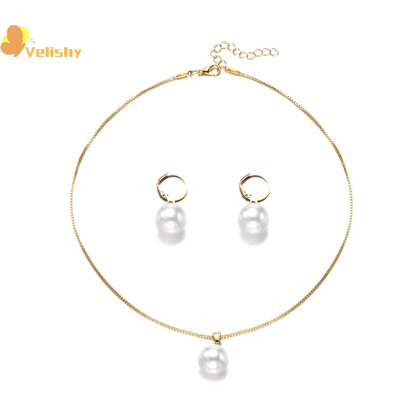 2 Pieces Of Round Pearl Jewelry Set, Earrings, Pendants, Necklaces, Ladies' Exquisite And Fashionable Wedding Jewelry Set,Gifts